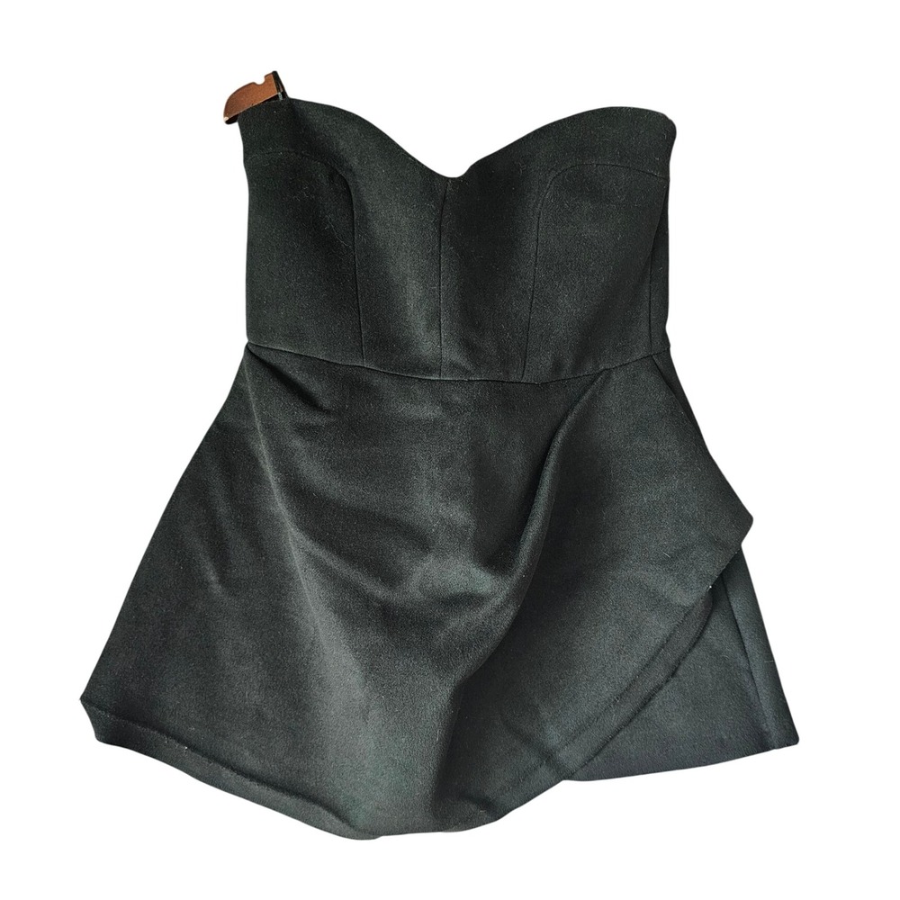 Zara Womens Strapless Dress Peplum Ruffle Hem Black Party Cocktail Size L